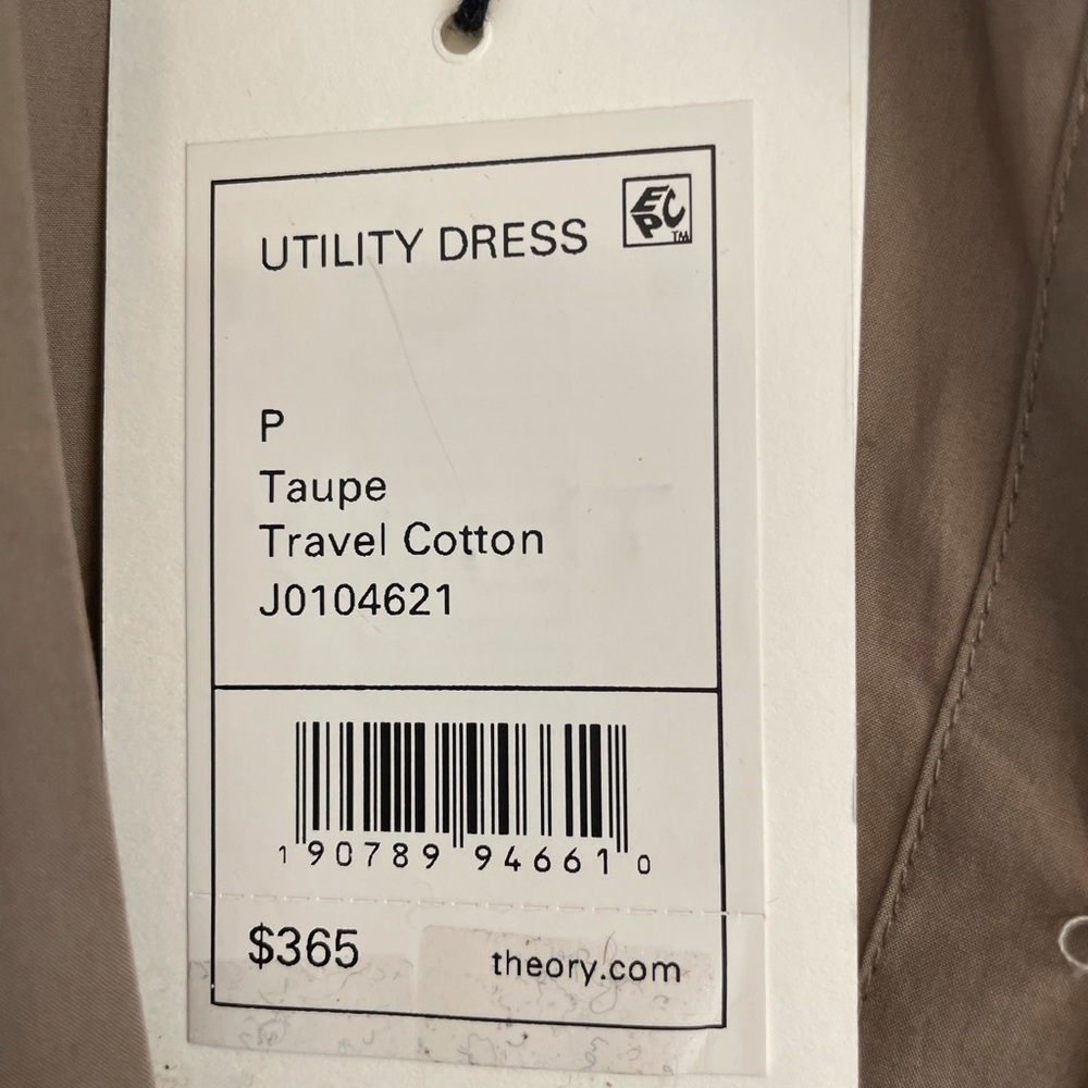 Theory travel cotton short sleeve utility dress in Taupe (size P) - Picture 3 of 4
